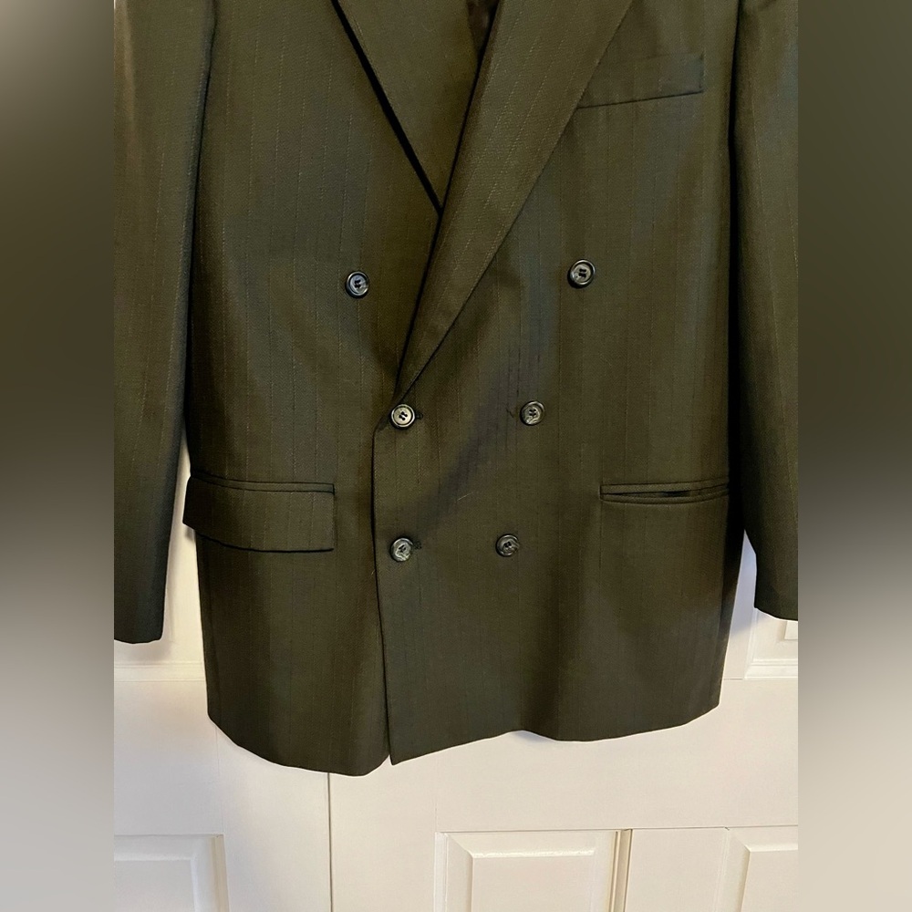 Vintage Calvin Herringbone Wool Blend Blazer Made in USA Gray Size M (Est.) - Picture 4 of 8
